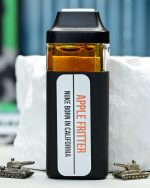 2000mg Apple Fritter Nuke All-in-One vape with Apples and Bananas and Melted Strawberry lineage, fruit pastry flavor, and daytime effects
