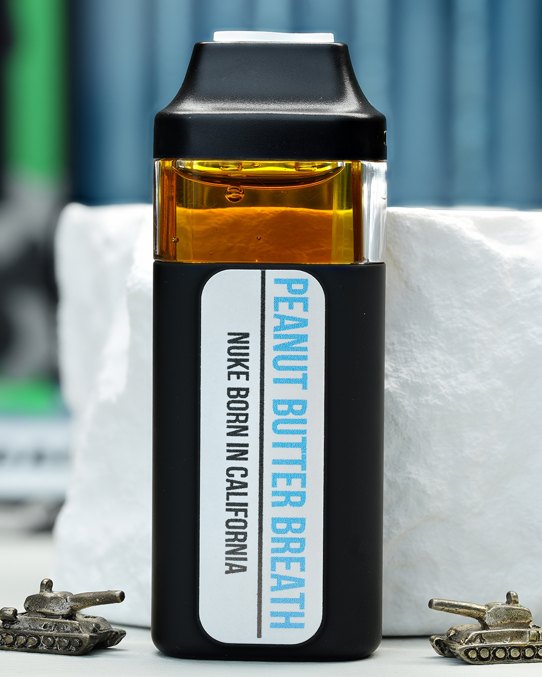 2000mg Peanut Butter Breath Nuke All-in-One vape with nutty cream, earthy kush, herbal spice, roasted sweetness, and anytime effects